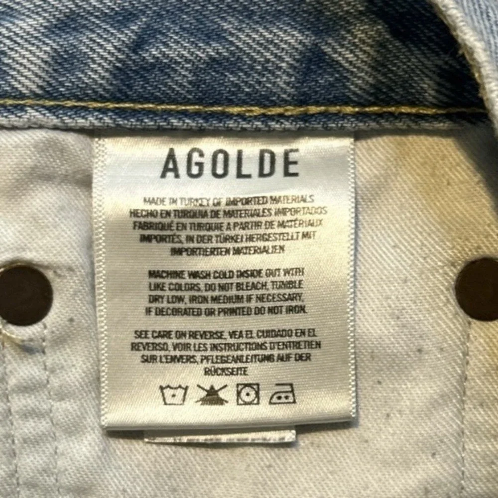 AGOLDE Parker Blue Denim Shorts sz 27 Buttonfly Cut-off Distressed 100% Cotton